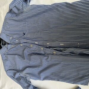American Eagle Outfitters Blue and White Striped Button-Down Shirt